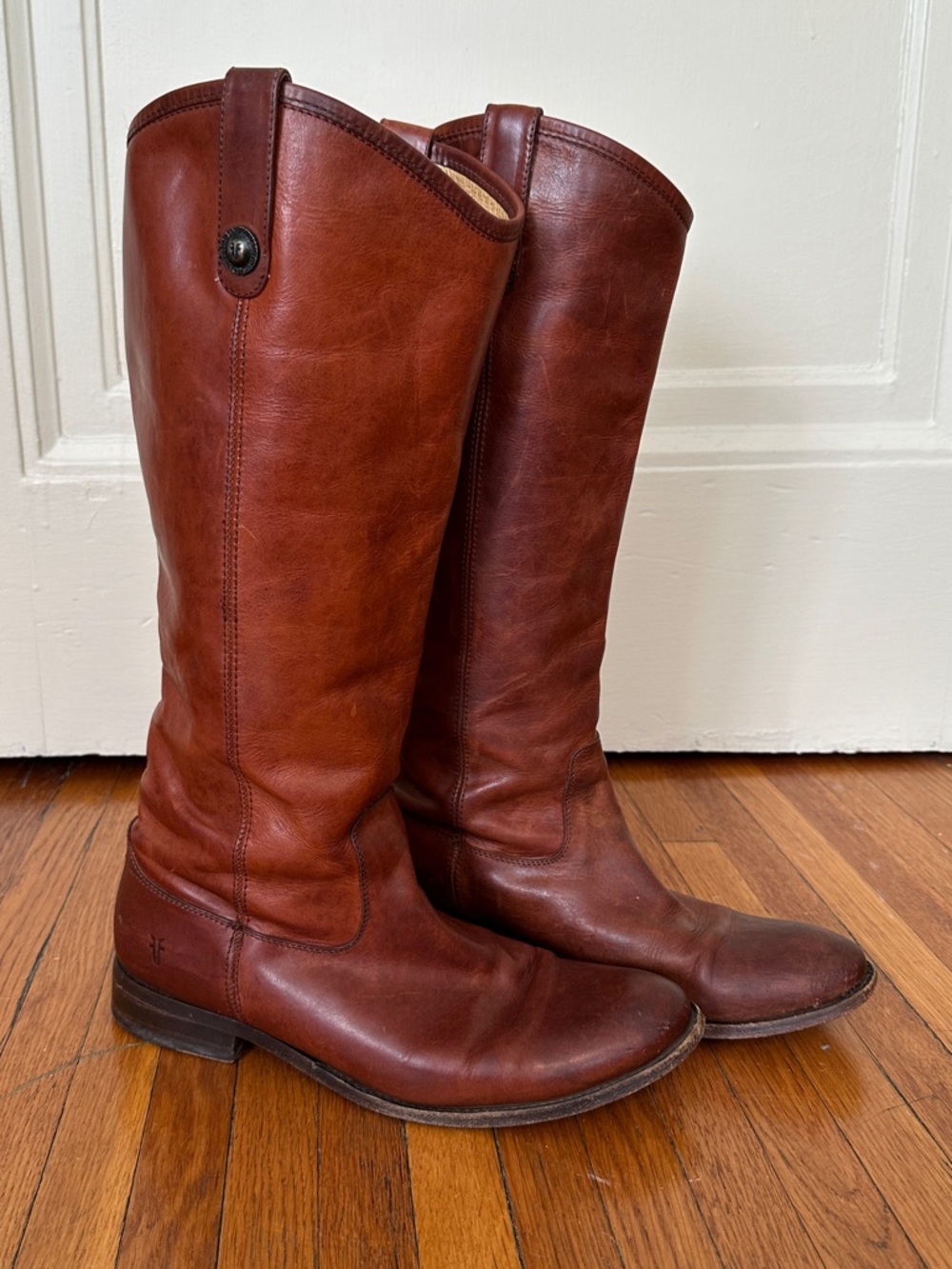 Frye Melissa Cognac Brown Leather Riding Boots